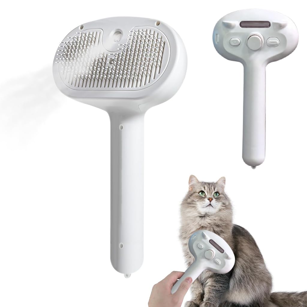 Qpets Cat Hair Brush, 3 in 1 Pet Slicker Brush with Mist Sprayer & UV Light Shedding Hair Brush Pet Grooming Brush Self-Cleaning Shedding Hair Brush Remove Mat Pet Hair Brush for Dogs Cats Qpets Cat Hair Brush, 3 in 1 Pet Slicker Brush with Mist Sprayer & UV Light Shedding Hair Brush Pet Grooming Brush Self-Cleaning Shedding Hair Brush Remove Mat Pet Hair Brush for Dogs Cats